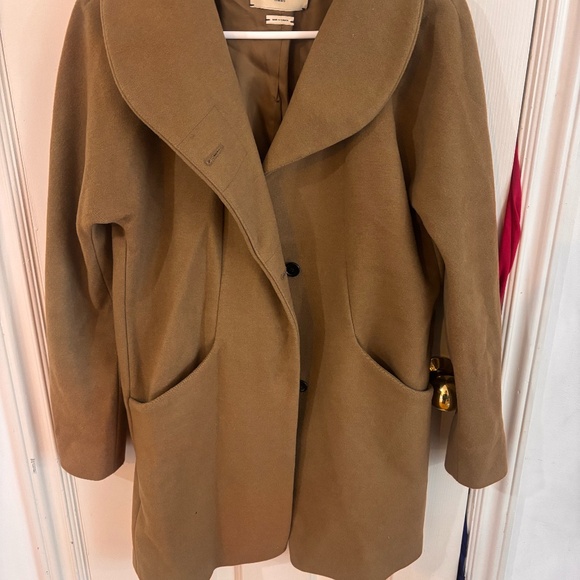 Tan Wilfred Pea coat - roundish lapel Italian wool - Picture 8 of 11